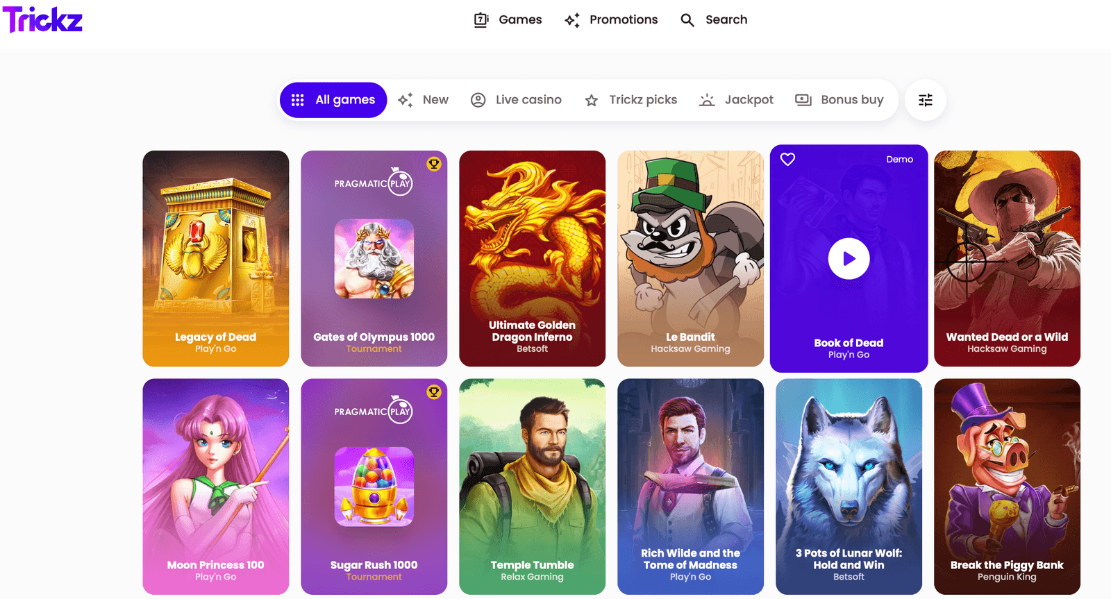 trickz casino online games