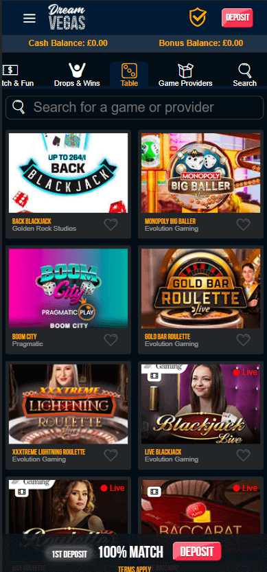 Dream-Vegas-Casino-mobile-preview-table-games