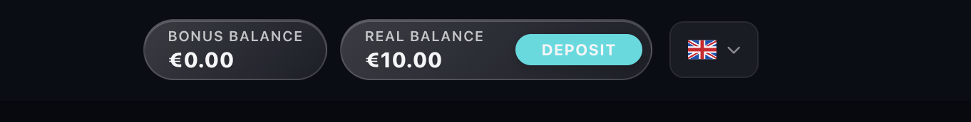 Vegas Mobile Casino balance after €10 Visa deposit