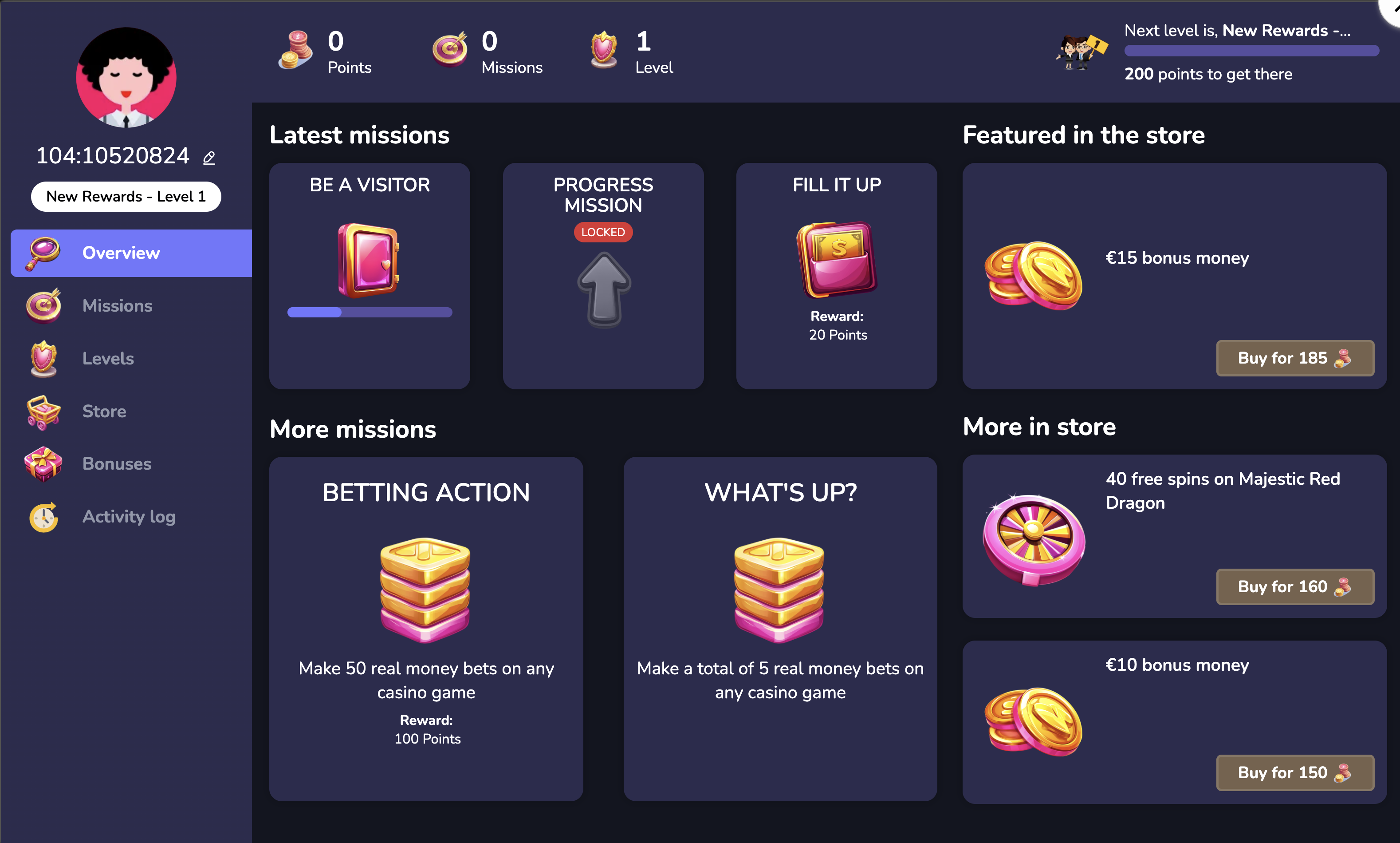 Vegas Mobile Casino rewards information
