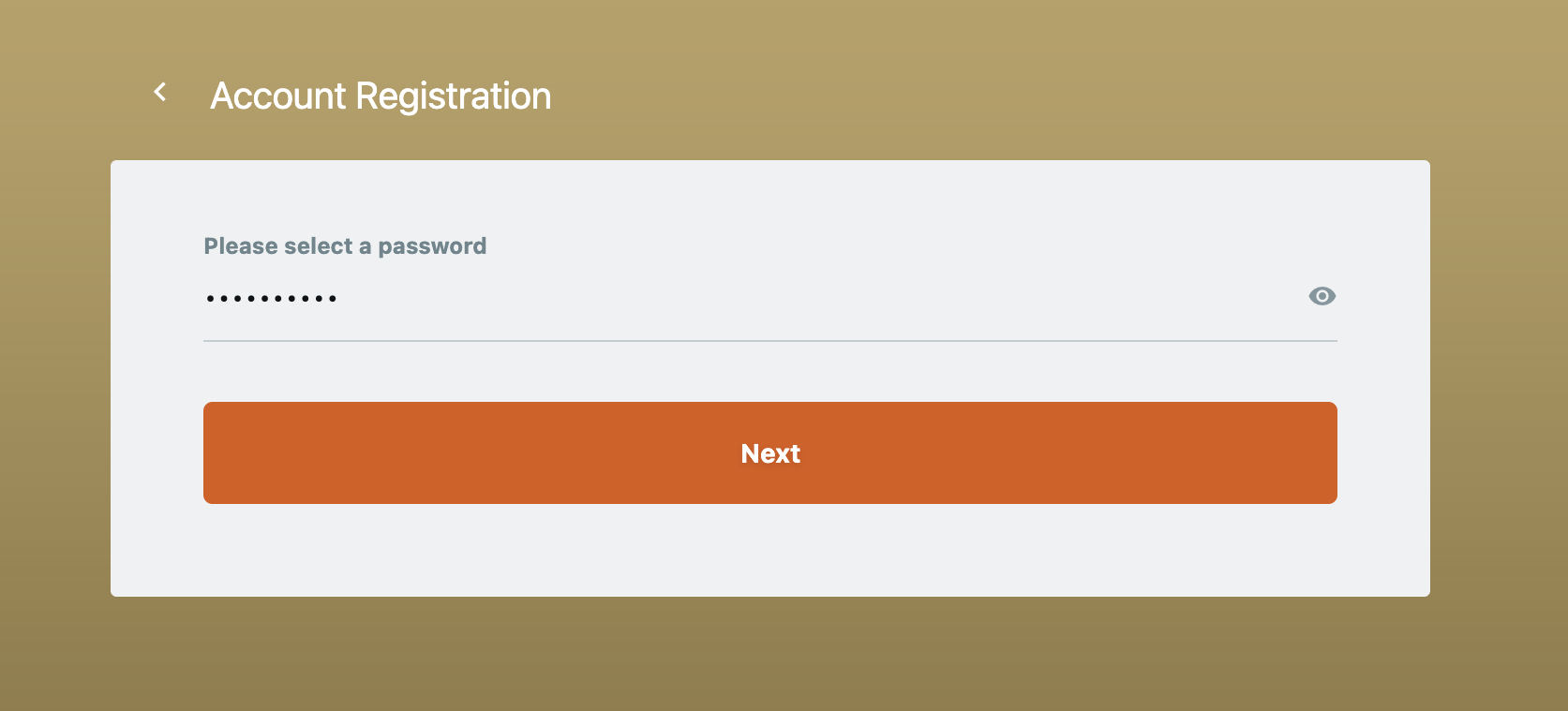 Villento registration — select a password step