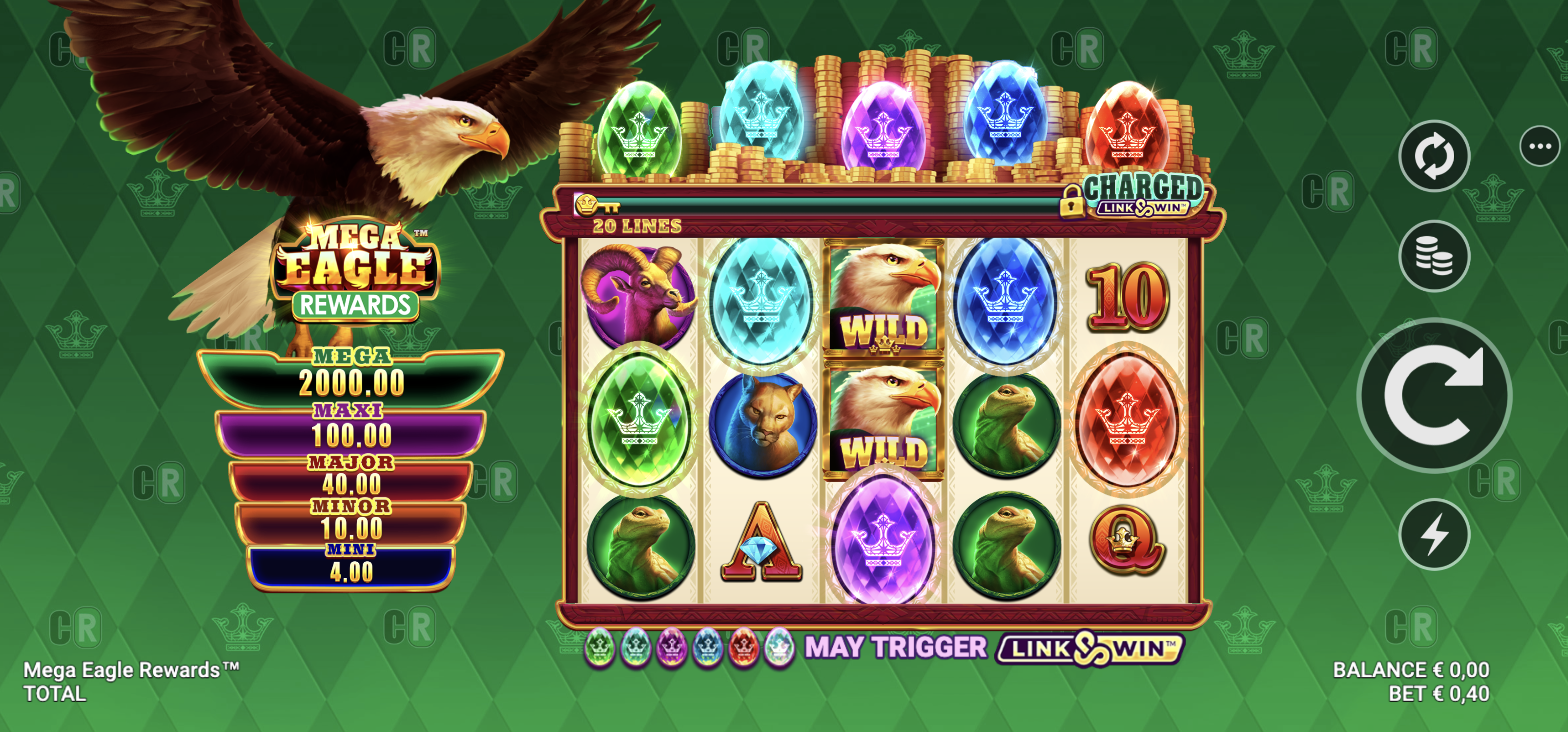 Mega Eagle Rewards at Villento — exclusive Casino Rewards slot after our €10 Visa deposit
