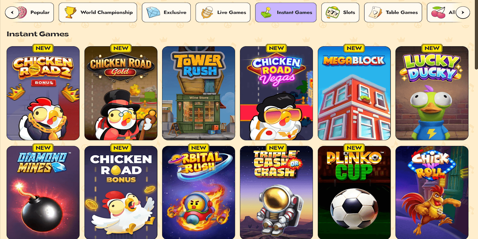 Vynil casino instant games