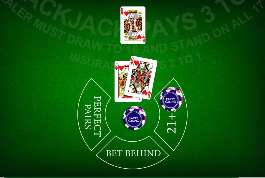 Live blackjack betting panel with chip selection and action buttons