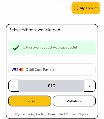 Mastercard withdrawal option