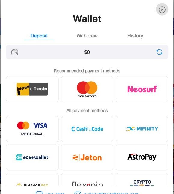 Needforspin deposit
