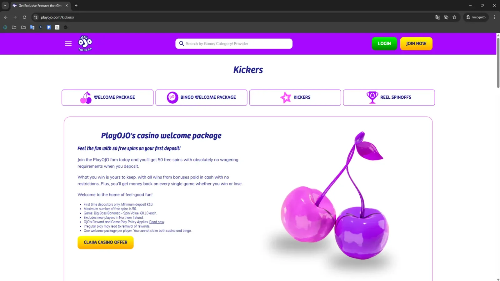 Playojo claim bonus