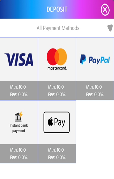 PlayOJO Deposit methods