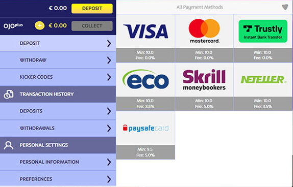 PlayOJO deposit using  Skrill or Neteller