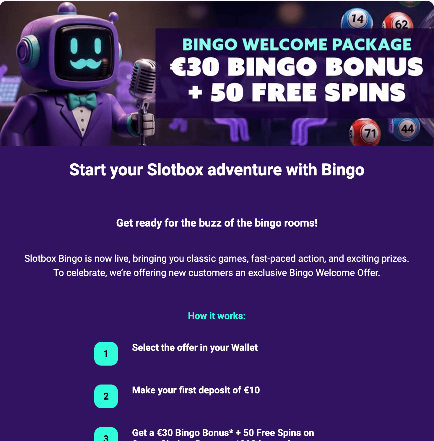 Slotbox bingo bonus
