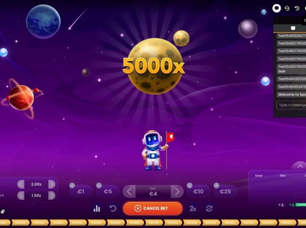 Spaceman crash game with the multiplier at 5000x