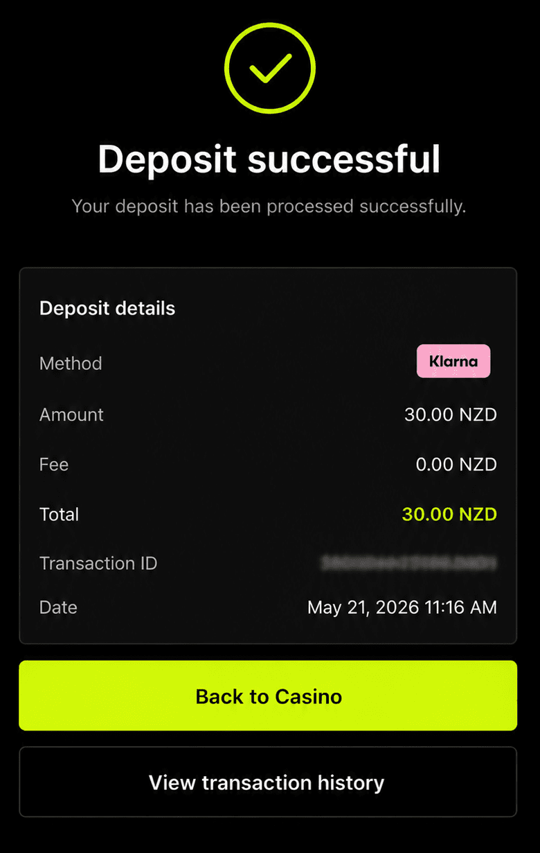 Spin Samurai balance updated post-deposit, confirming instant crediting