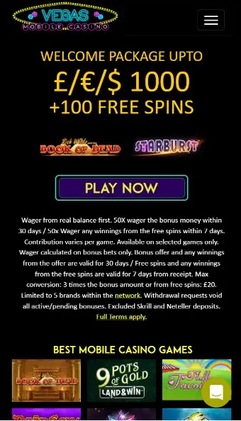 Vegas mobile 1000 euro welcome package