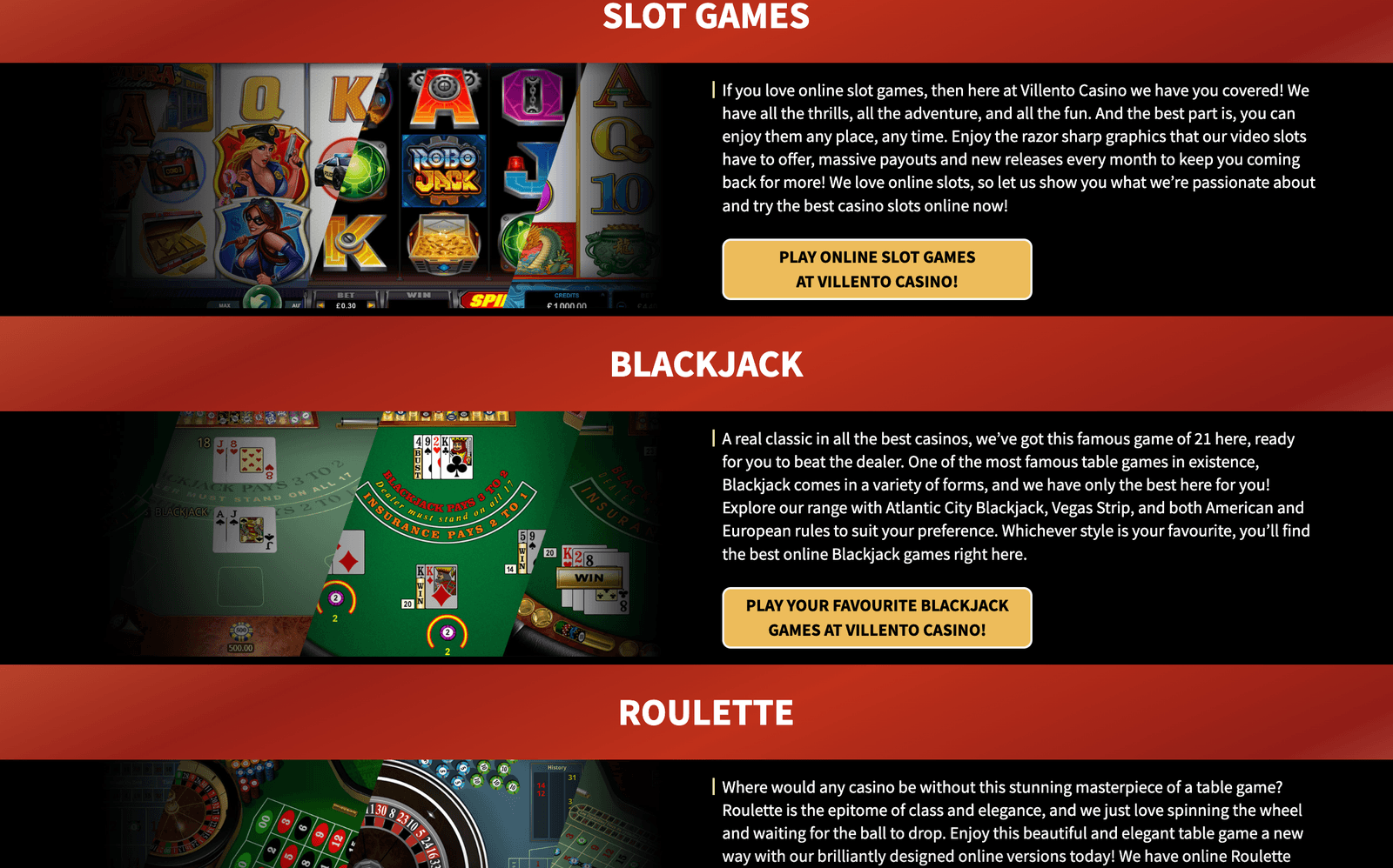 Villento casino games
