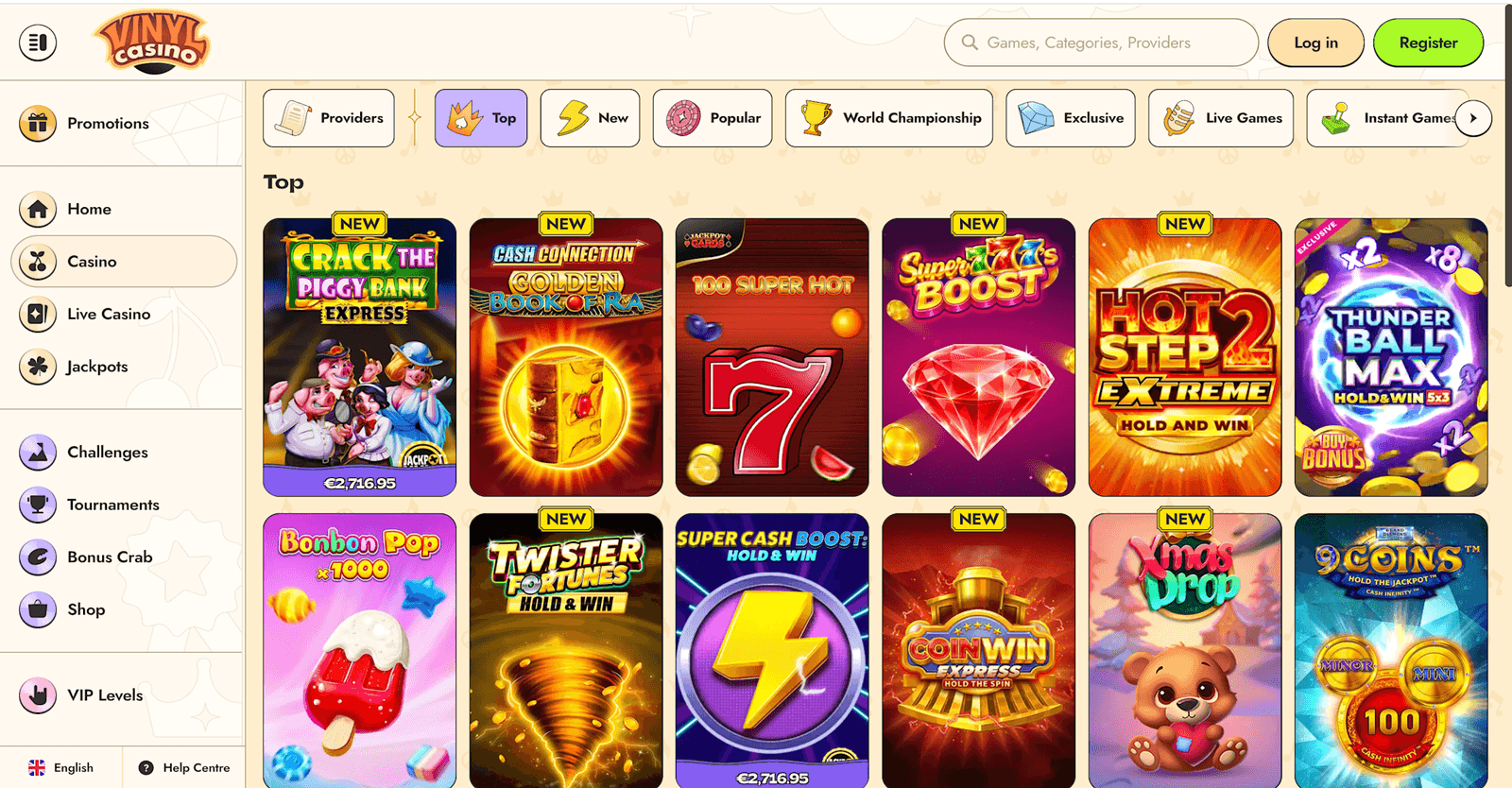 Vynil casino top slots