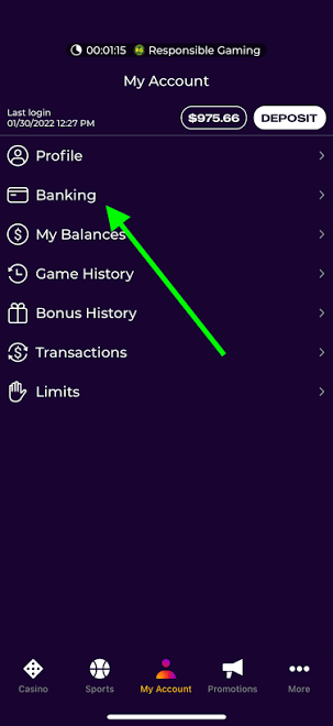 Withdrawal banking casino