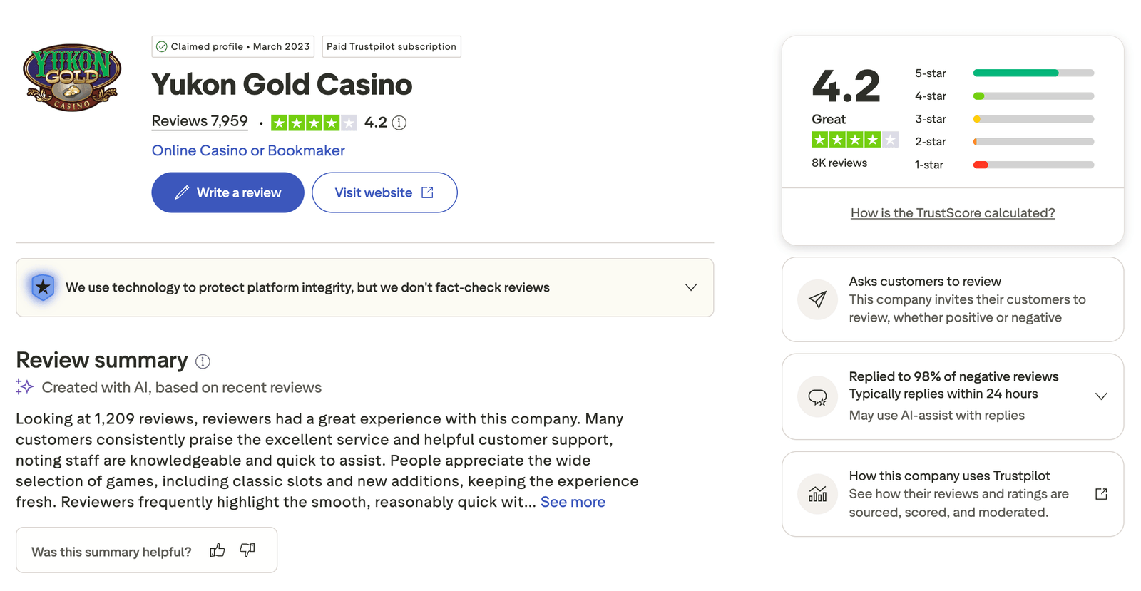 Yukon gold trustpilot